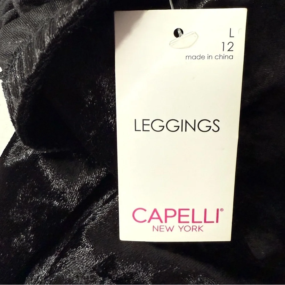 CAPELLI Black Crushed Velvet Leggings Elastic Waist Girls Size L NEW WITH TAG - Picture 11 of 13